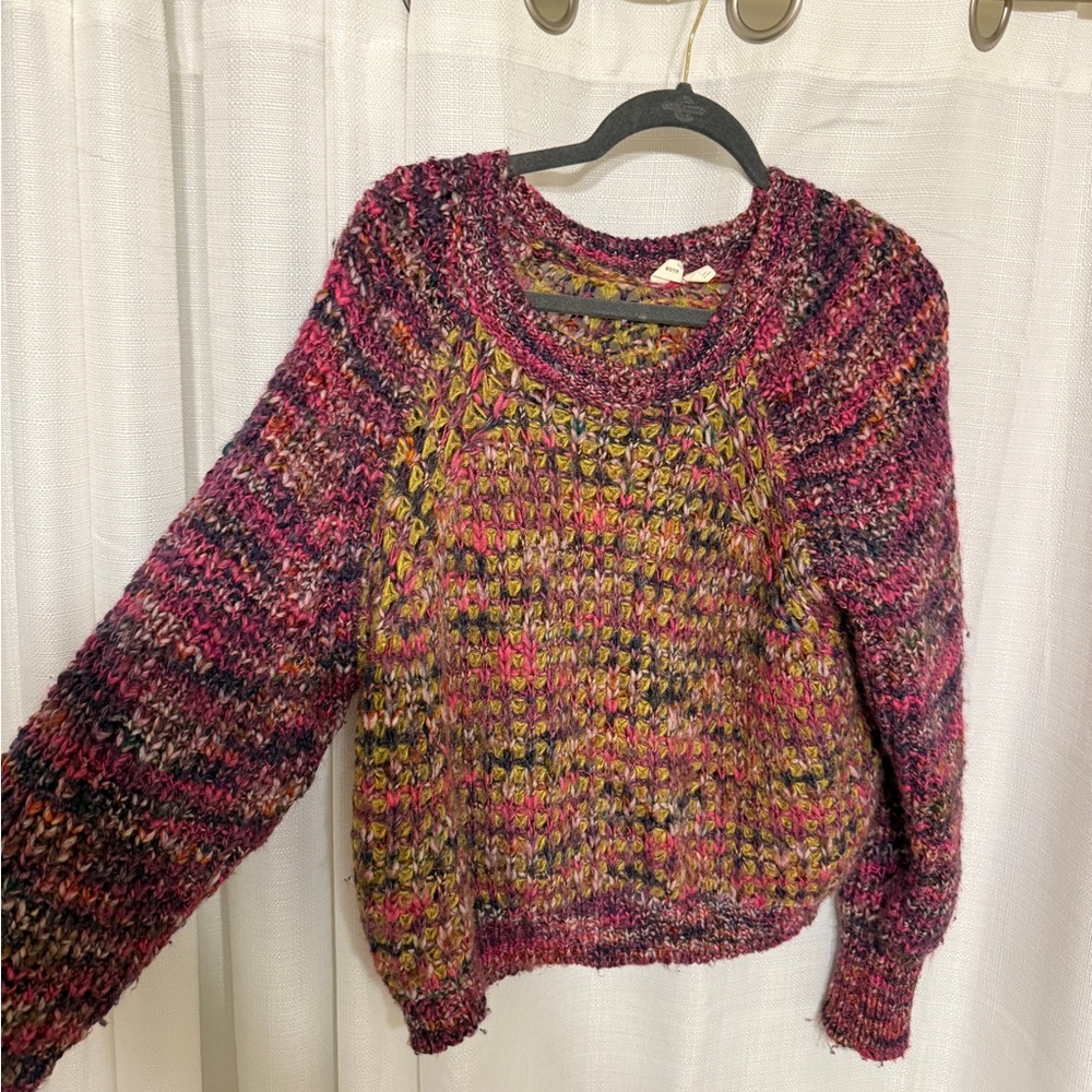 Anthropology Moth Multicolor Knit Crew Neck Sweater